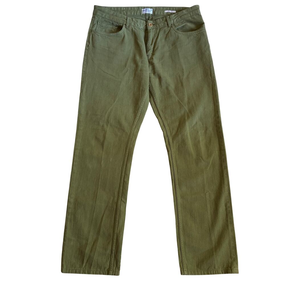 Gant Rugger New Haven Stick Boy Pants Mens 36 x 34 Green Straight Leg 5 Pocket
